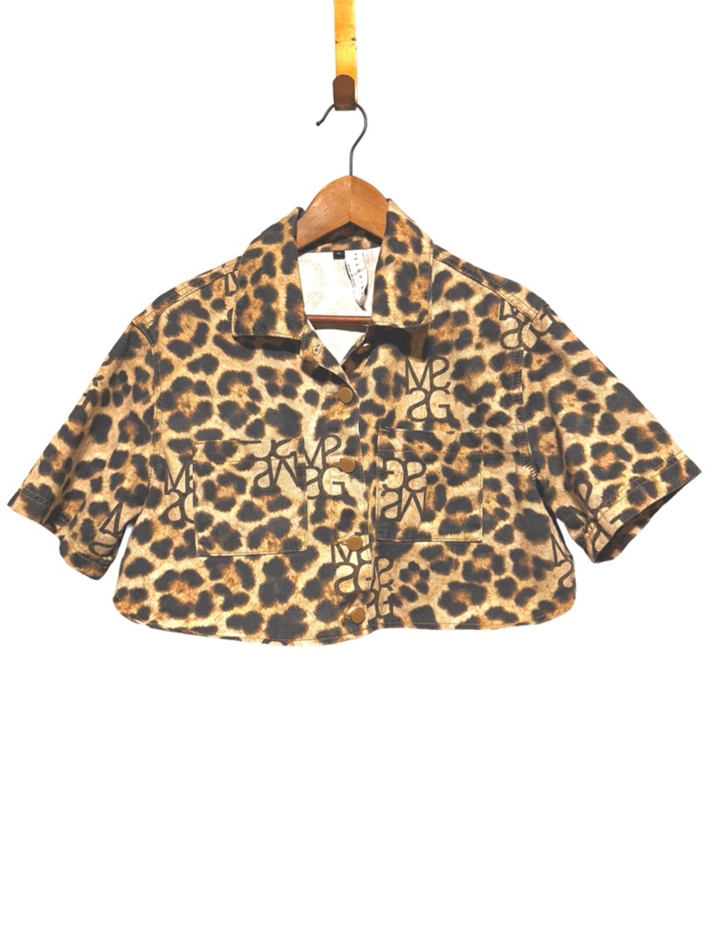 Missguided Leopard Print Cropped Utility Jacket Logo Print Medium